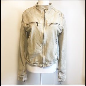 Vintage Distressed Leather Moto Jacket Express